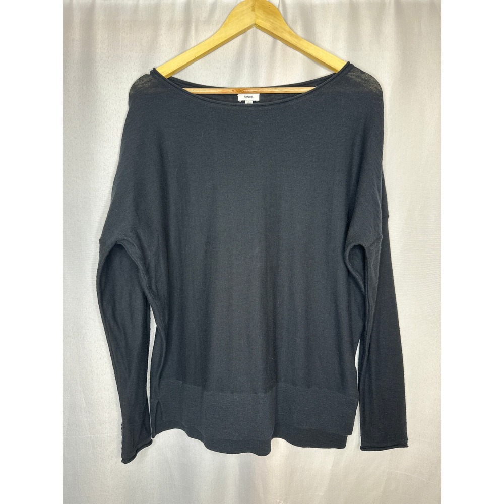 Vince Rolled Boat Neck Lightweight Sweater SMALL Minimalist Capsule City